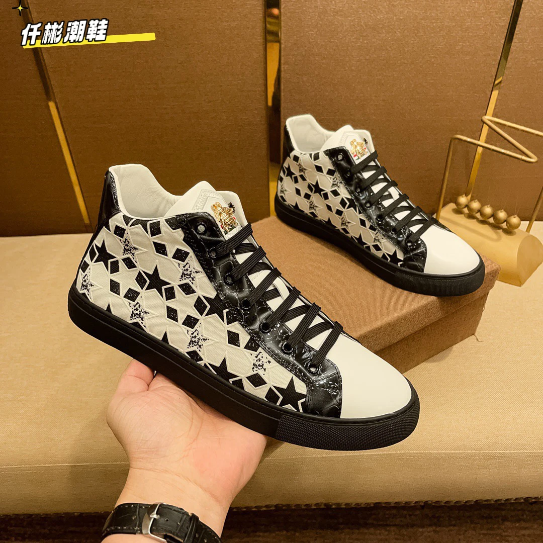 欧洲站高帮男鞋秋冬潮牌休闲板鞋韩版马丁靴奢侈品小蜜蜂小白鞋