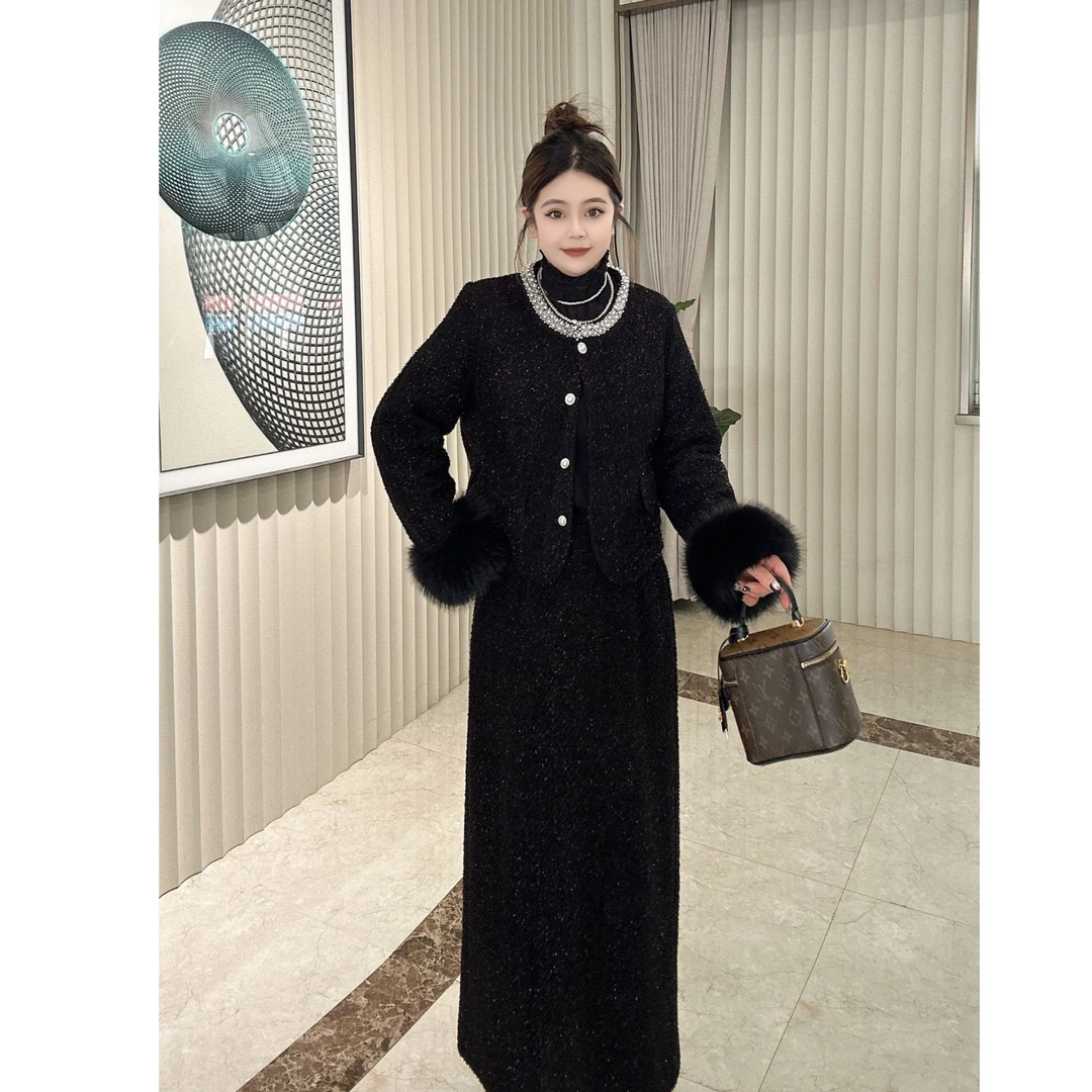 【思思定制】显瘦洋气时尚【夹棉】小香风两件套1732