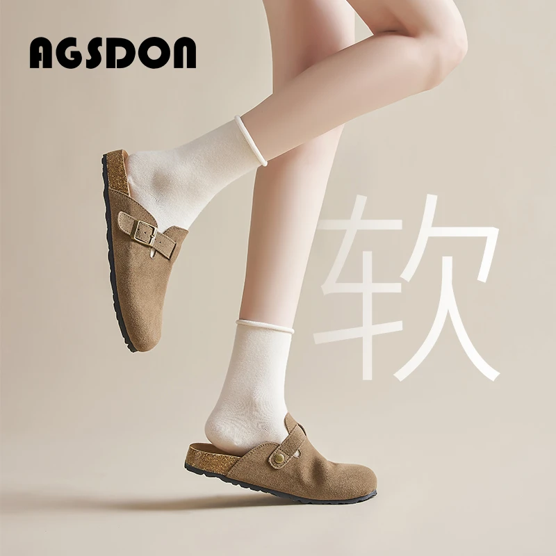 奥古狮登勃肯鞋女款2024秋冬外穿包头半拖鞋办公室一脚蹬孕妇通勤