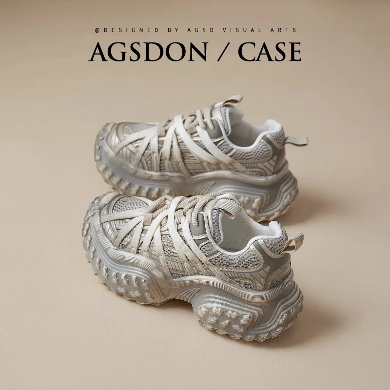 奥古狮登榴莲底老爹鞋女春秋2024新款做旧脏脏鞋厚底运动爆款百搭