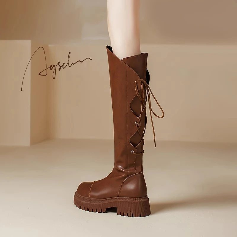 奥古狮登长筒靴女2023新款秋冬加厚英伦马丁靴毛毛拖鞋外穿女鞋