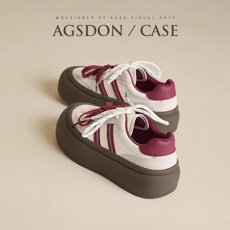 奥古狮登芭蕾德训鞋女2024新款秋冬丑萌大头鞋厚底板鞋运动小白鞋