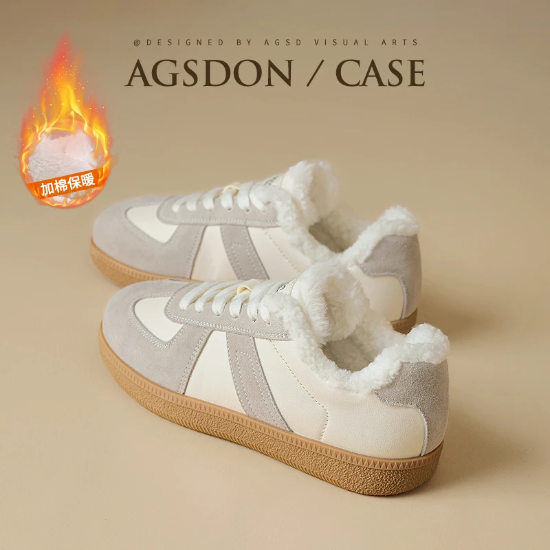 【奥古狮登】加绒德训鞋女加厚板鞋小白鞋爆款P143143+Y143143AA