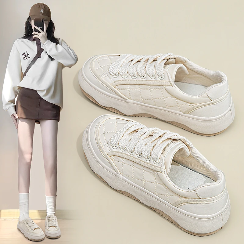 奥古狮登帆布鞋夏女2023新款厚底超火休闲板鞋透气百搭运动小白鞋