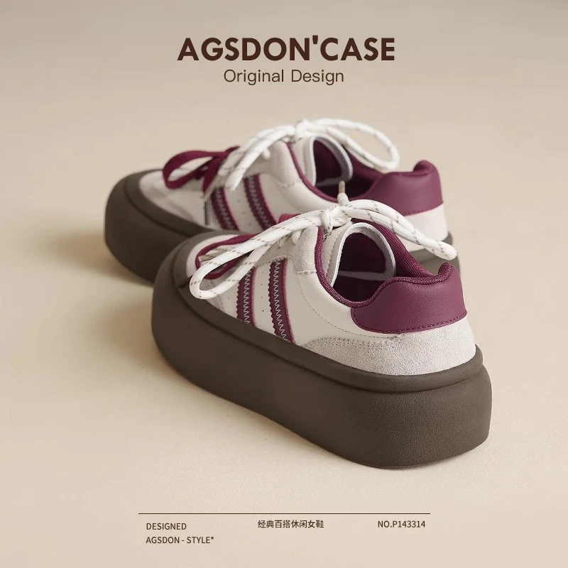 奥古狮登德训鞋女款2024新款秋冬厚底增高运动休闲板鞋百搭小白鞋