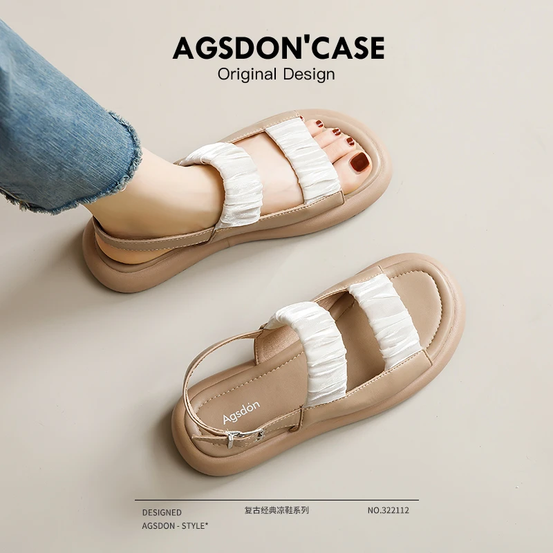 奥古狮登凉鞋女2024新款夏季外穿厚底配裙子一字带沙滩运动凉拖鞋