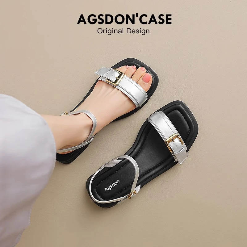 奥古狮登银色凉鞋女2024新款夏季厚底外穿时装绝美运动配裙子沙滩