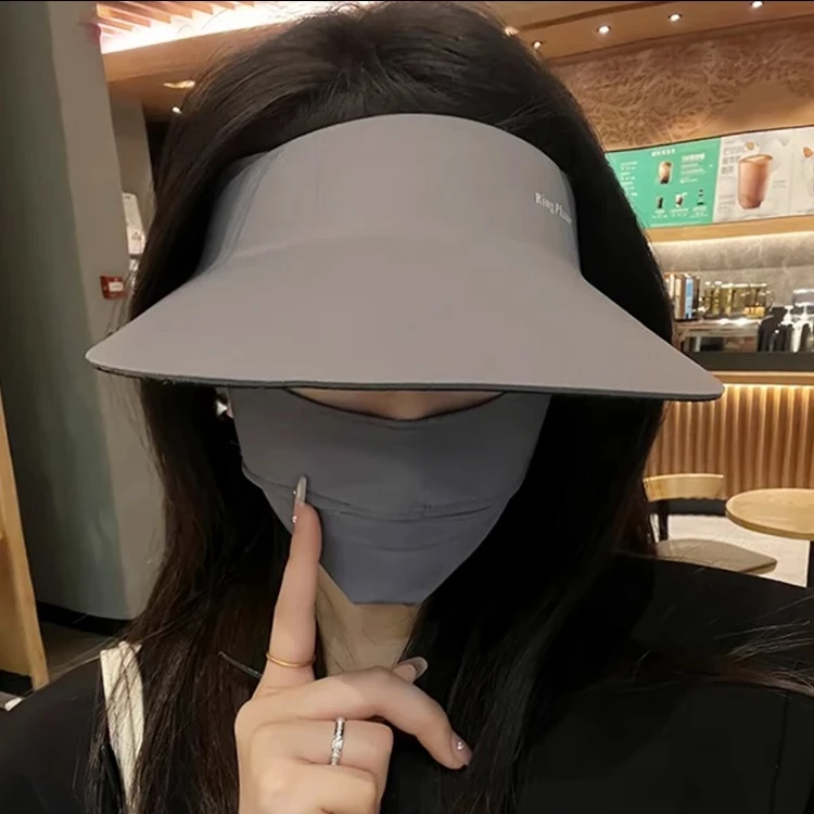 无痕一体防晒帽女防紫外线太阳帽夏季运动大帽檐空顶可折叠遮阳帽