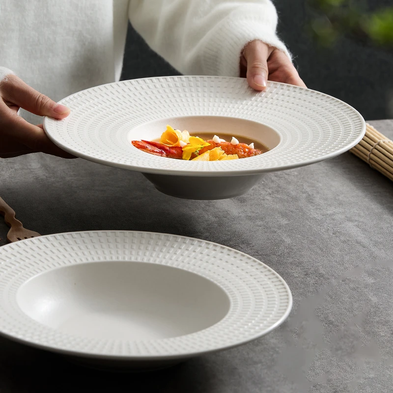 【一亨草帽盘】25cm 600ml 10寸方格草帽汤盘