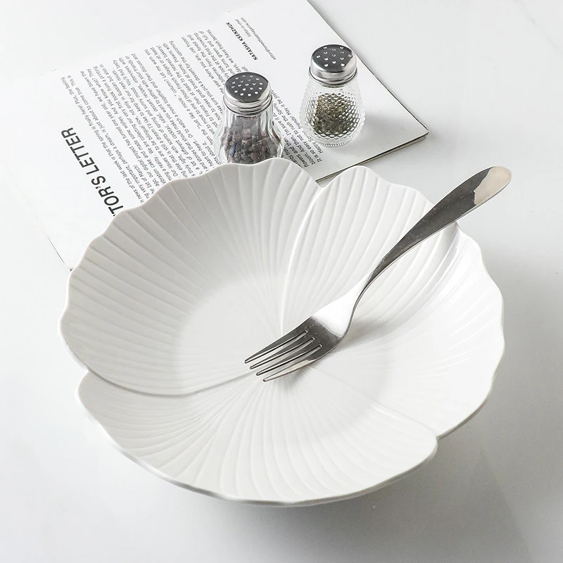 好看高级家用商用花形汤盘创意餐具沙拉碗水果花碗欧式花形碗