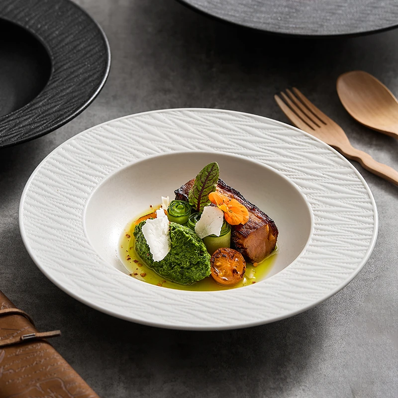 陶瓷飞絮草帽盘日式意面甜品盘高级感西餐盘菜盘家用汤盘意境摆盘