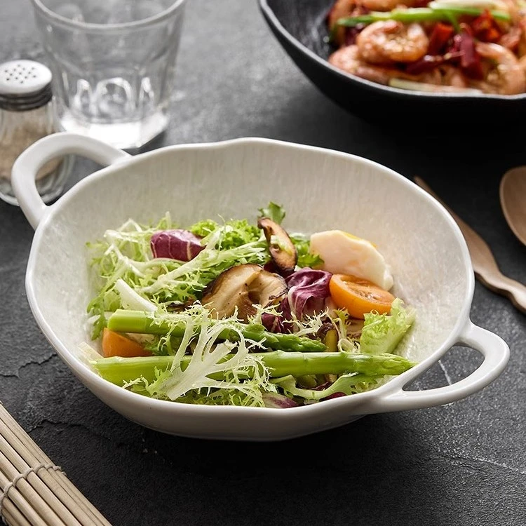 双耳镂空汤碗简约高级深碗汤碗法式泡面碗高颜值沙拉碗汤盆