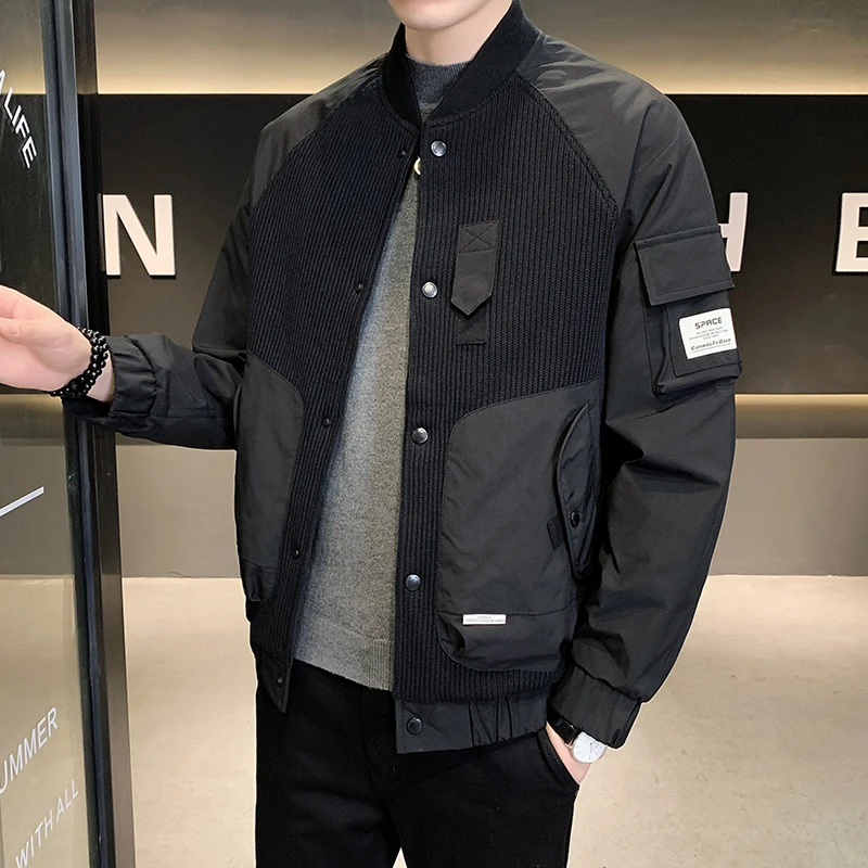 外套男士潮牌男装2023新款春秋冬季棒球领衣服服加棉加厚夹克爆款