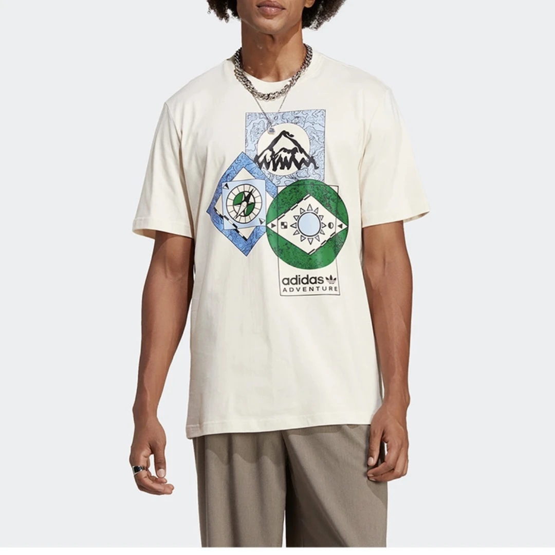Adidas/阿迪达斯官方正品三叶草男子印花圆领透气短袖T恤IC2335