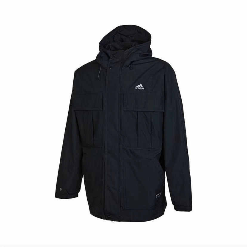 adidas 保暖梭织运动连帽夹克 黑 HM2707