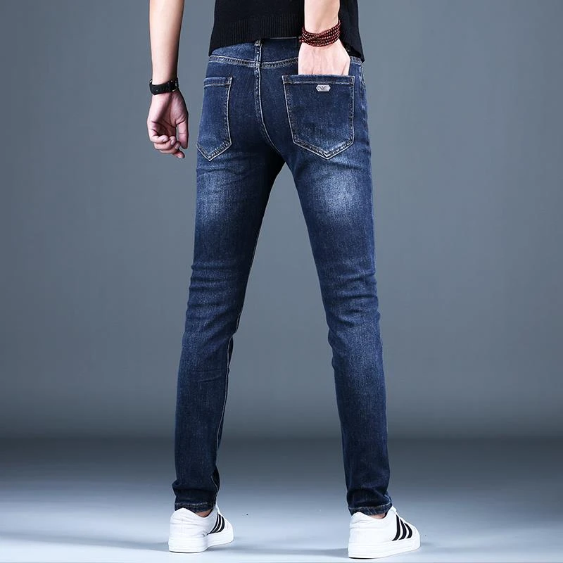 男士牛仔裤男春秋季2024新款潮牌高端小脚修身裤子男休闲弹力男裤