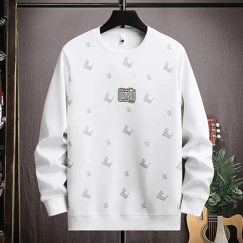 春秋款套头长袖卫衣男士印花帅气圆领上衣2024新款青少年潮牌男装