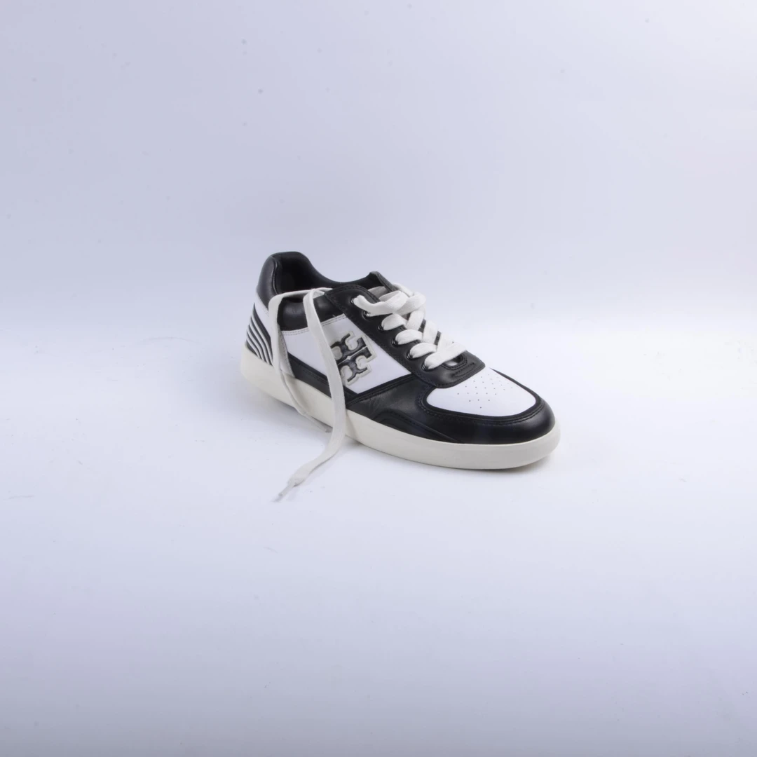95新 TORY BURCH/汤丽柏琦 TB黑白配色系带休闲鞋7码百搭潮流