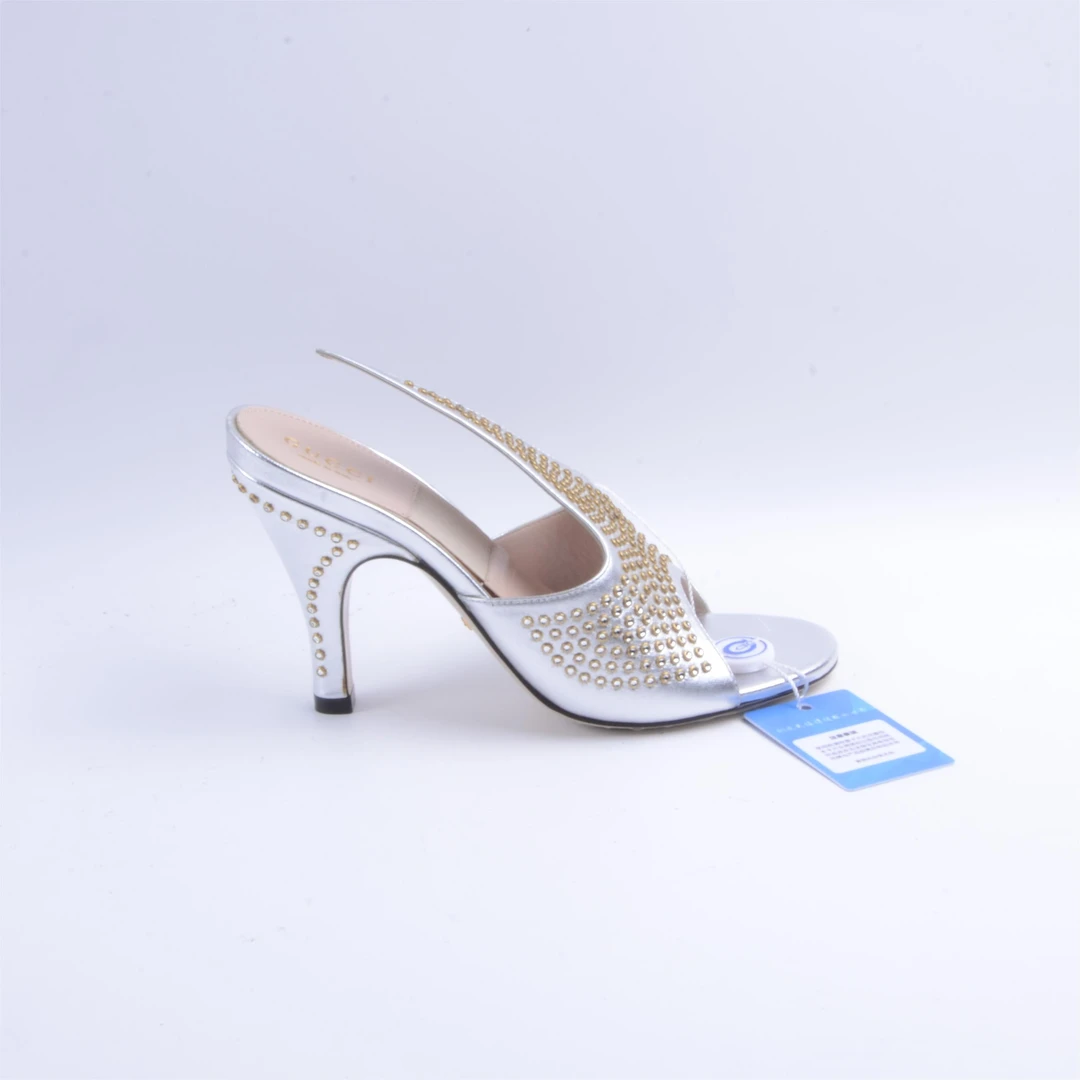 99新 GUCCI/古驰 Gucci钻石装饰粗高跟鞋35