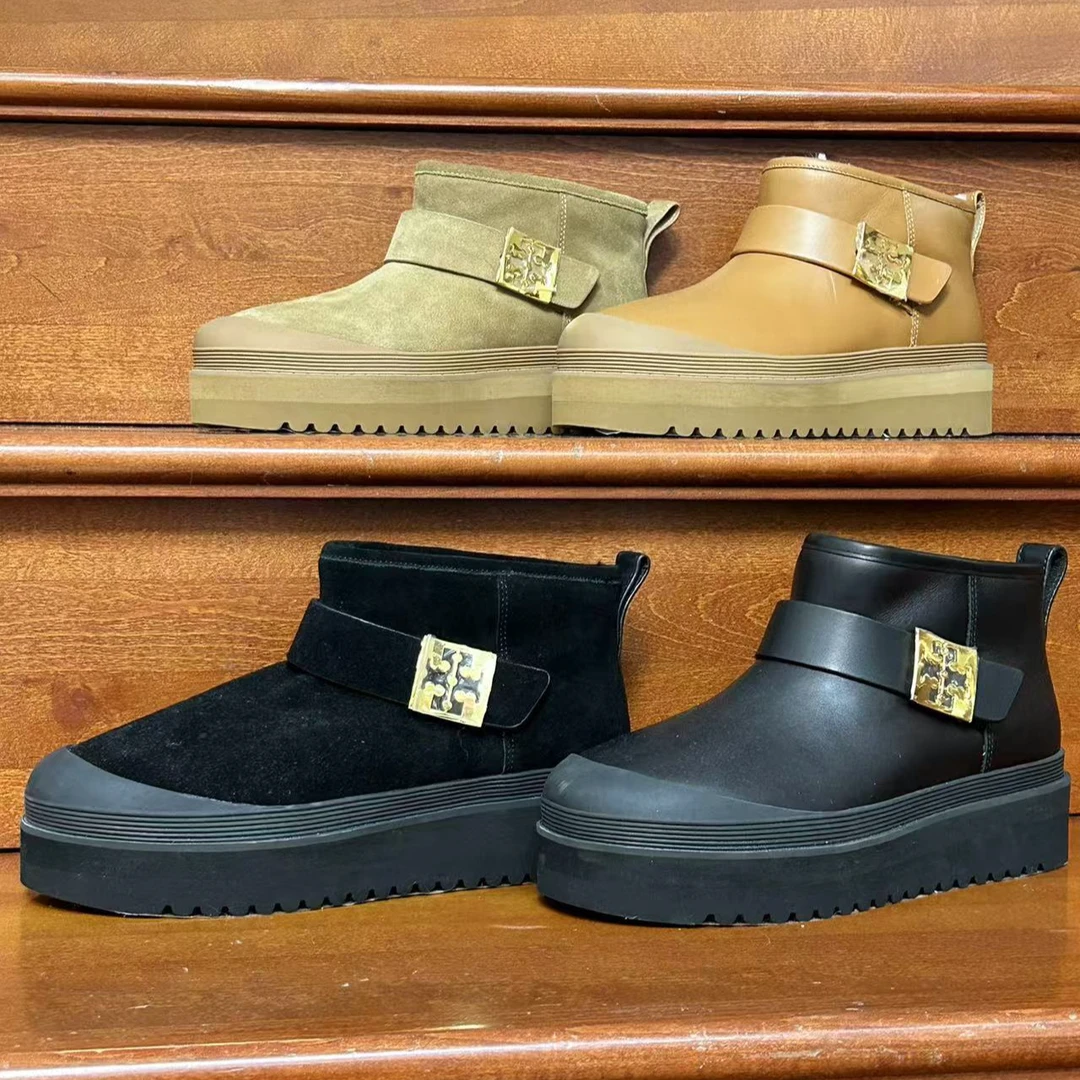 99新  TB内里加绒厚底雪地靴鞋 7码