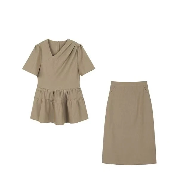 25FSS 小众设计师不规则领型短袖套装 H33201*