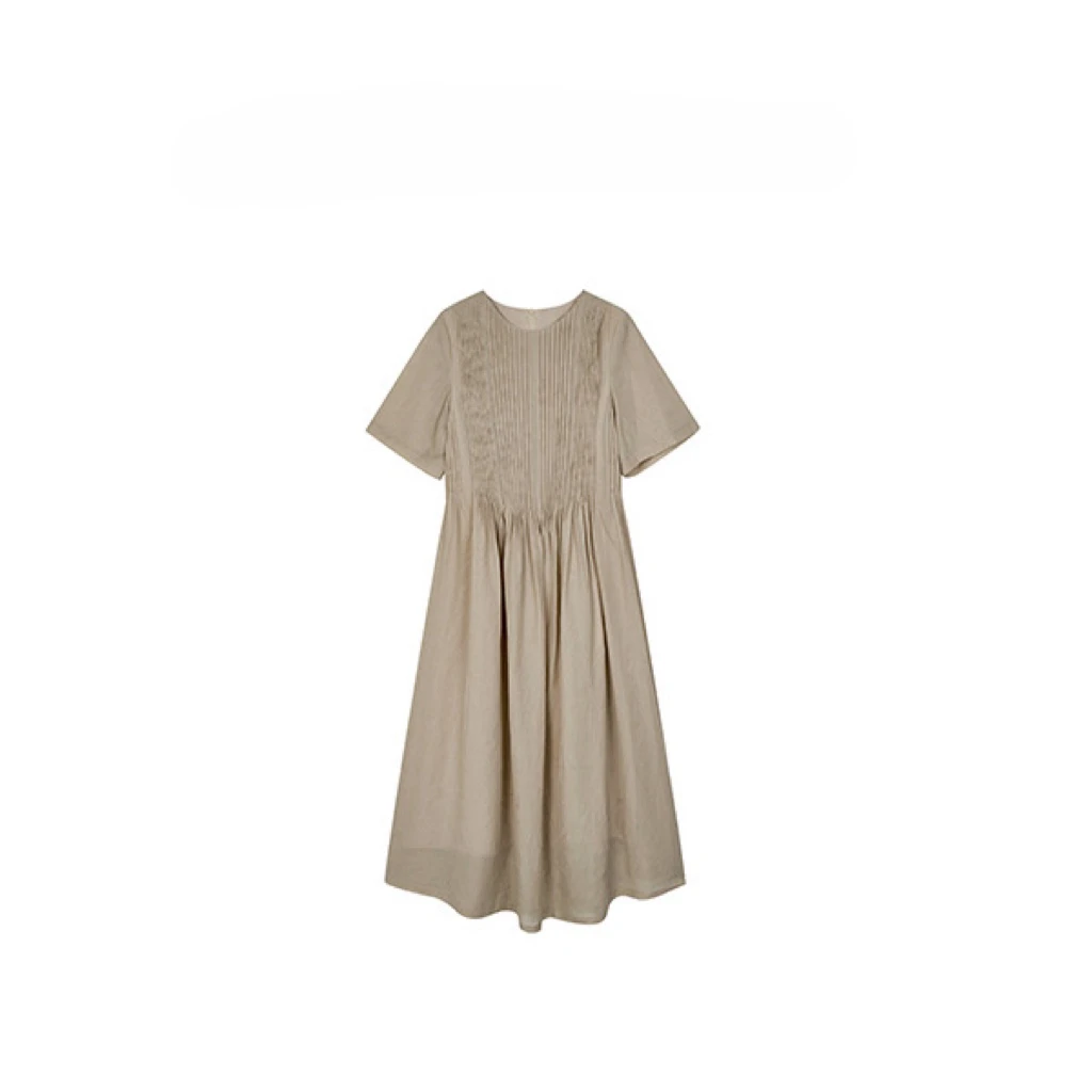 无品牌2025S小众设计师条子极简风气质复古连衣裙H32805