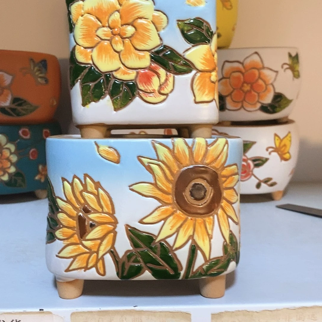 红陶韩式多肉植物花盆