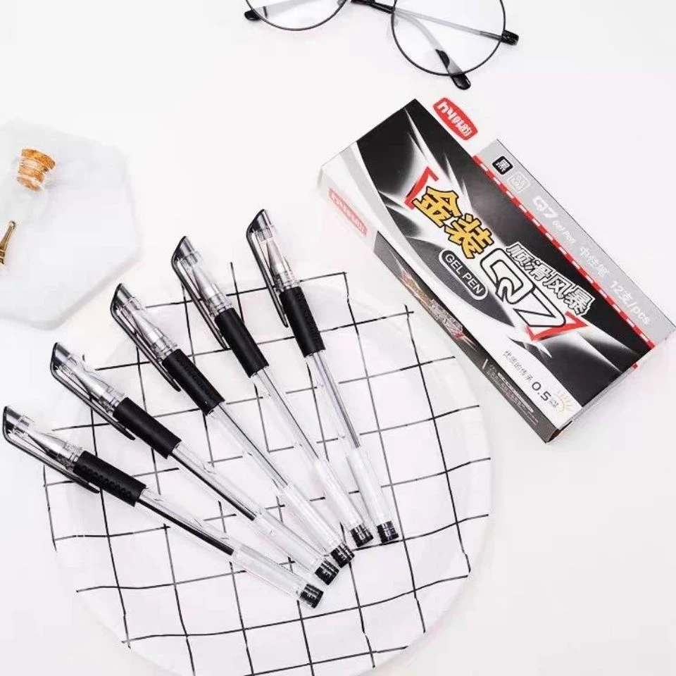 韩韵中性笔0.5办公文具黑笔学生用水性笔碳素笔水笔芯批发签字笔