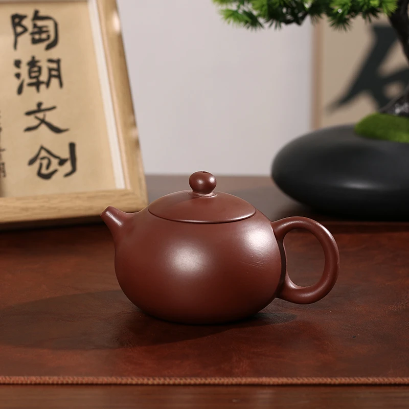 潮州紫泥大容量手工西施手拉壶三杯冲茶罐功夫工夫家用潮州紫泥