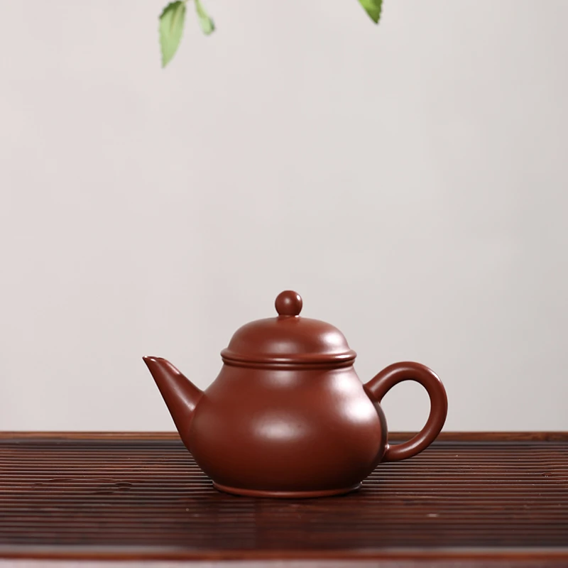手工大红袍小容量芭乐水平壶三杯冲茶罐功夫工夫家用潮州朱泥