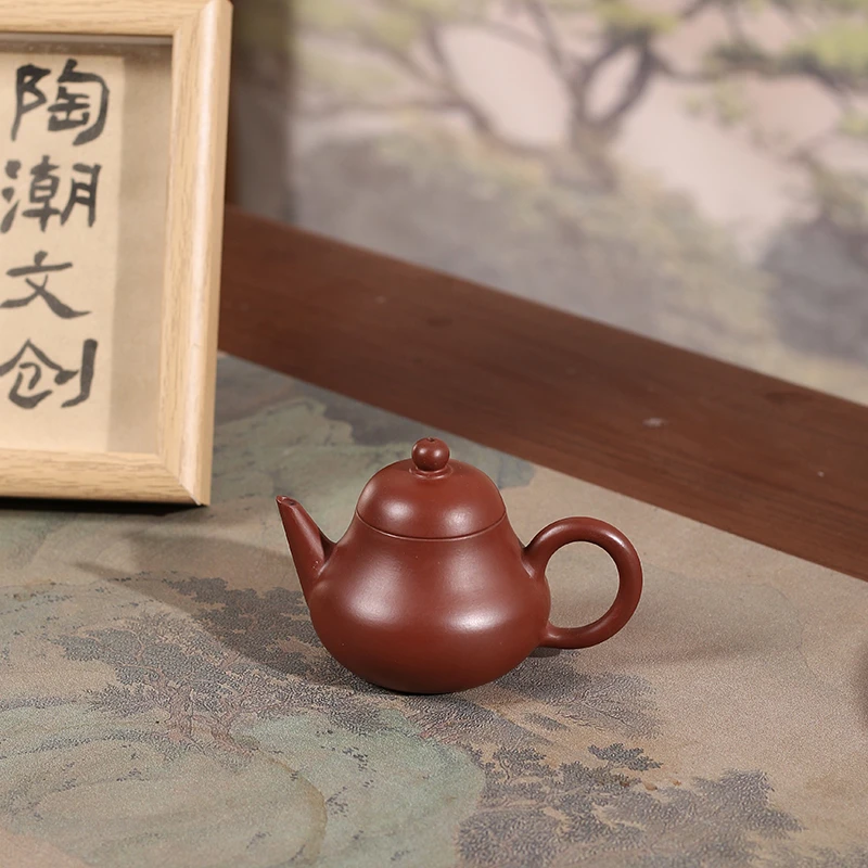 全手工家用手制手拉壶三杯创意工夫大红袍梨壶小号冲茶罐朱泥茶壶