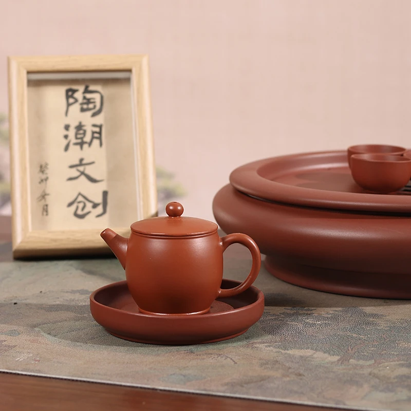老安顺功夫茶冲罐朱泥手工汉瓦潮州手拉壶三杯家用小茶壶纯手工壶