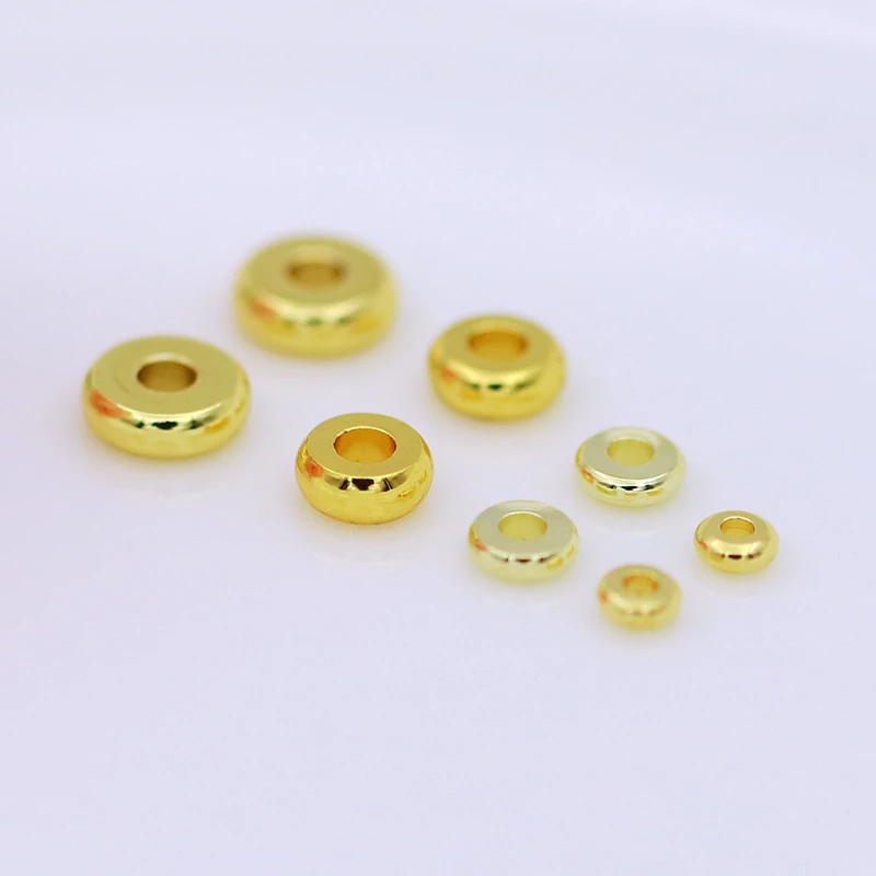 手链DIY材料包手串配件配饰保色纯铜镀18k真金算盘珠隔片串隔珠