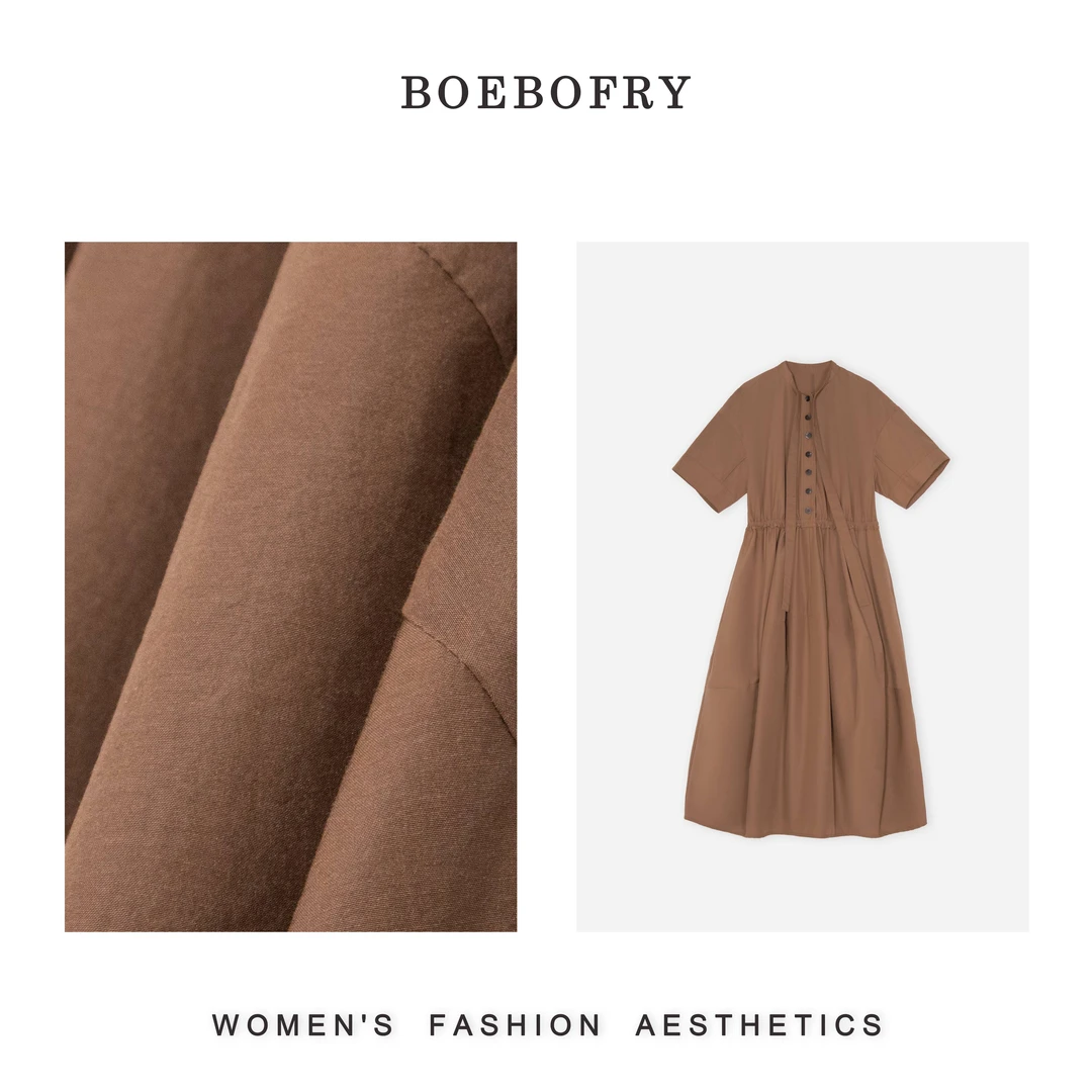 BOEBOFRY<法式衣橱>复古宫廷风抽褶感简约女装连衣裙BD2L0283