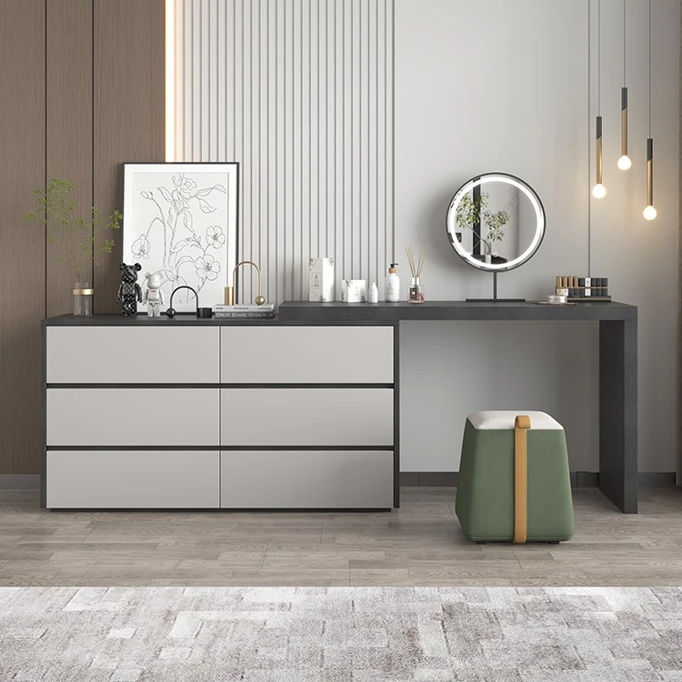 梳妆台卧室现代简约斗柜化妆台一体组合新款高级床尾收纳柜化妆桌