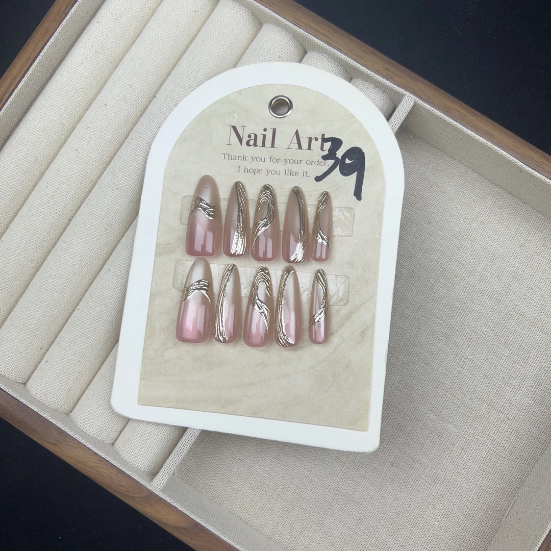 高品质纯手工穿戴甲显白美甲舒适服帖可拆卸甲片 39