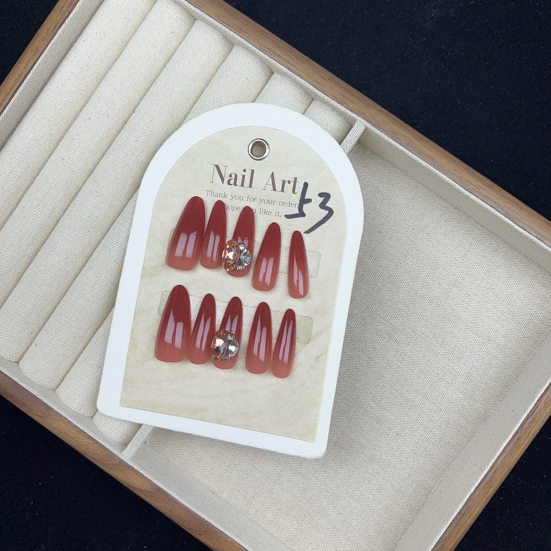 高品质纯手工穿戴甲显白美甲舒适服帖可拆卸甲片 53