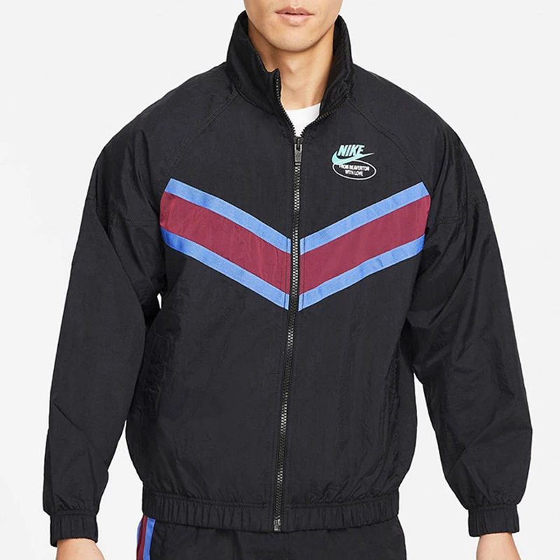 Nike耐克运动休闲防风连帽刺绣小雏菊教练夹克外套DM5021-010