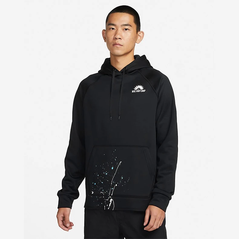 NIKE/耐克男子秋季速干保暖薄绒跑步训练篮球连帽卫衣DV9907-010