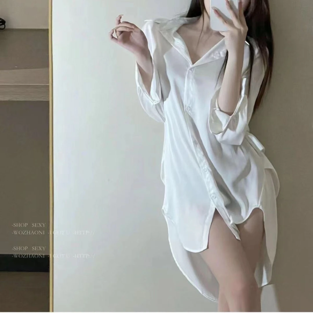 2023年爆款女款奢华风睡衣女秋季爆款年大码衬衫显瘦高级感睡裙可