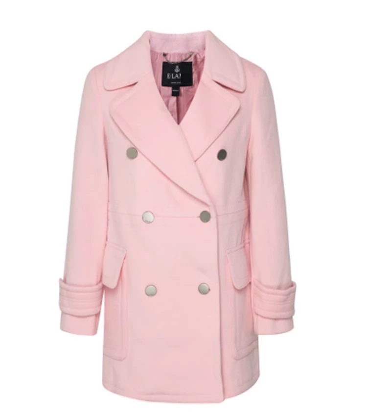 0068正品EEJW86C52R秋冬淑女简约纯色甜美毛呢子大衣外套