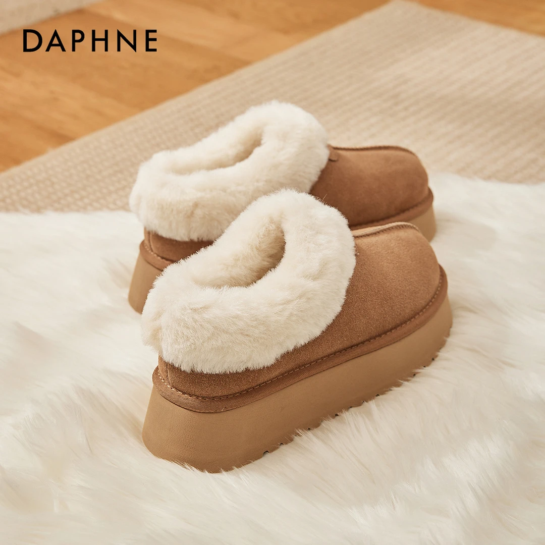 达芙妮秋冬雪地靴加绒可爱毛毛鞋冬季新款保暖过冬东北棉鞋外穿女