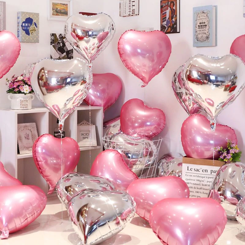 18寸心形铝膜气球 爱心表白告白婚庆结婚礼场景生日装饰ins风铝箔