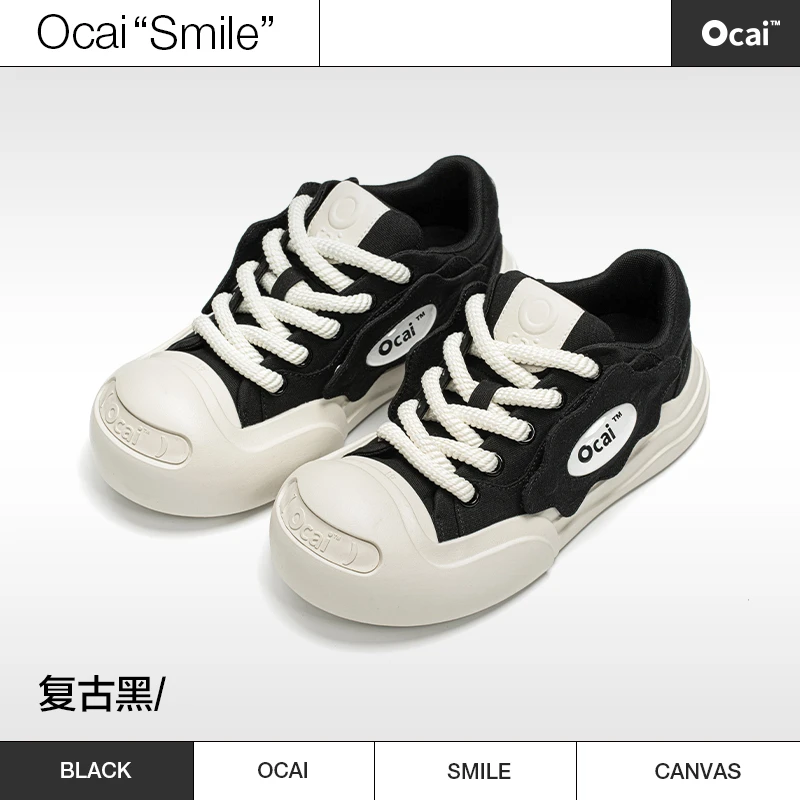 Ocai smile002 开口笑 黑色白色蓝色帆布鞋板鞋 *