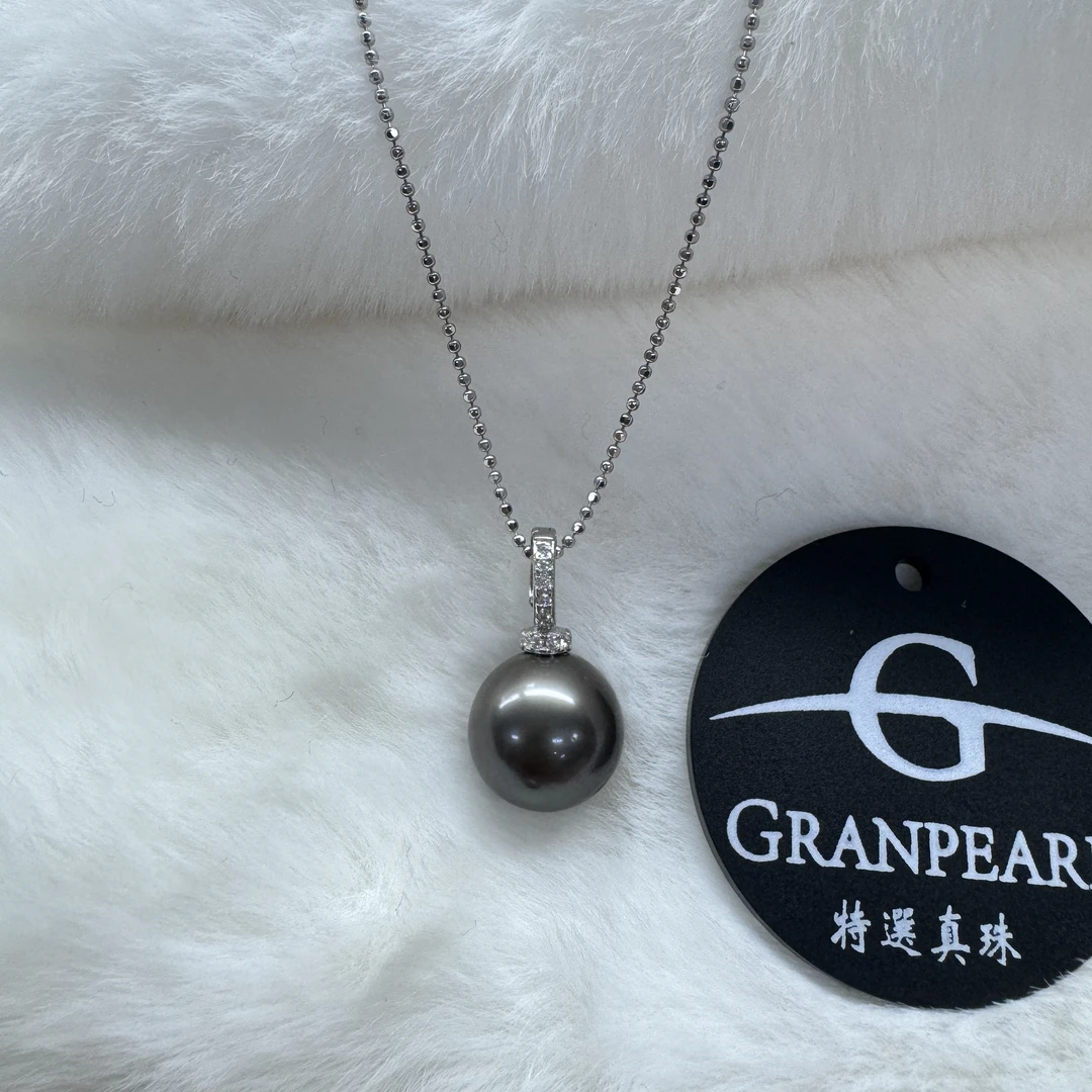 海水大溪地吊坠11mm通体S925银万能扣正圆极强光简约经典