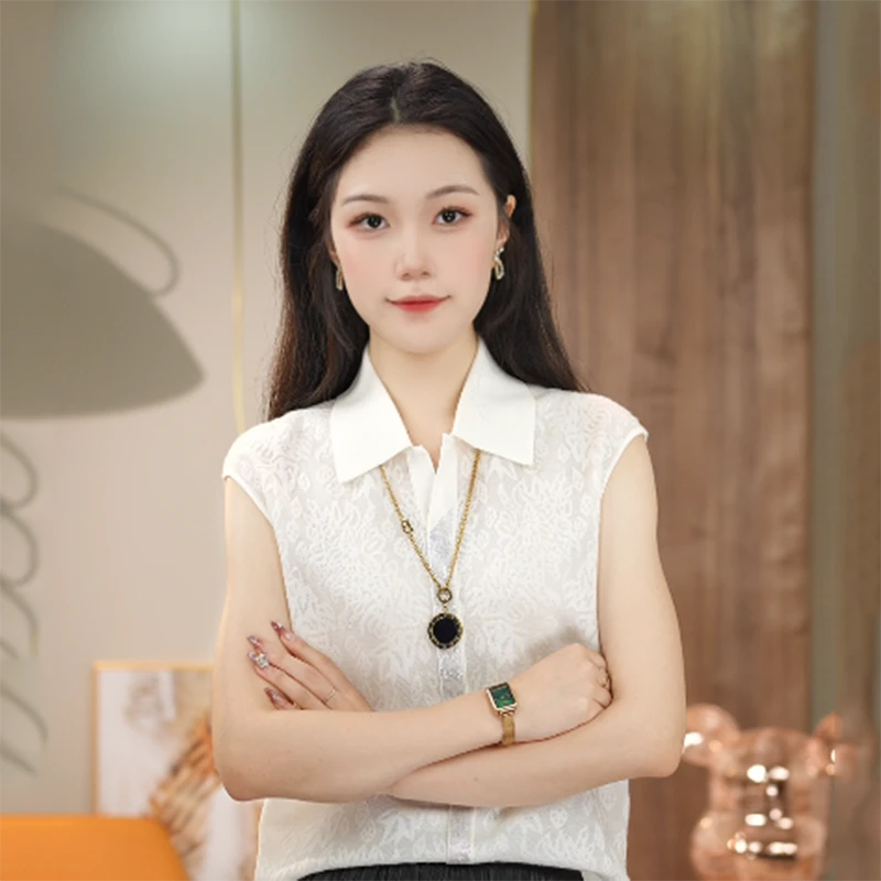 2024夏季-奢华桑蚕丝-无袖针织提花气质上衣-2212