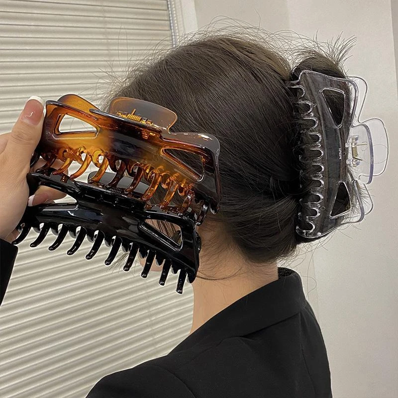 抓夹大号亮面法式发多女简约发卡抓厚头发夹子后脑勺发夹鲨鱼夹