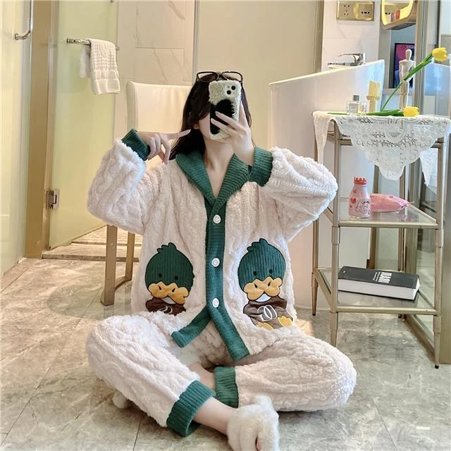 【十二个款式】秋冬款加绒加厚北极绒冬季保暖睡衣可外穿居家服套装