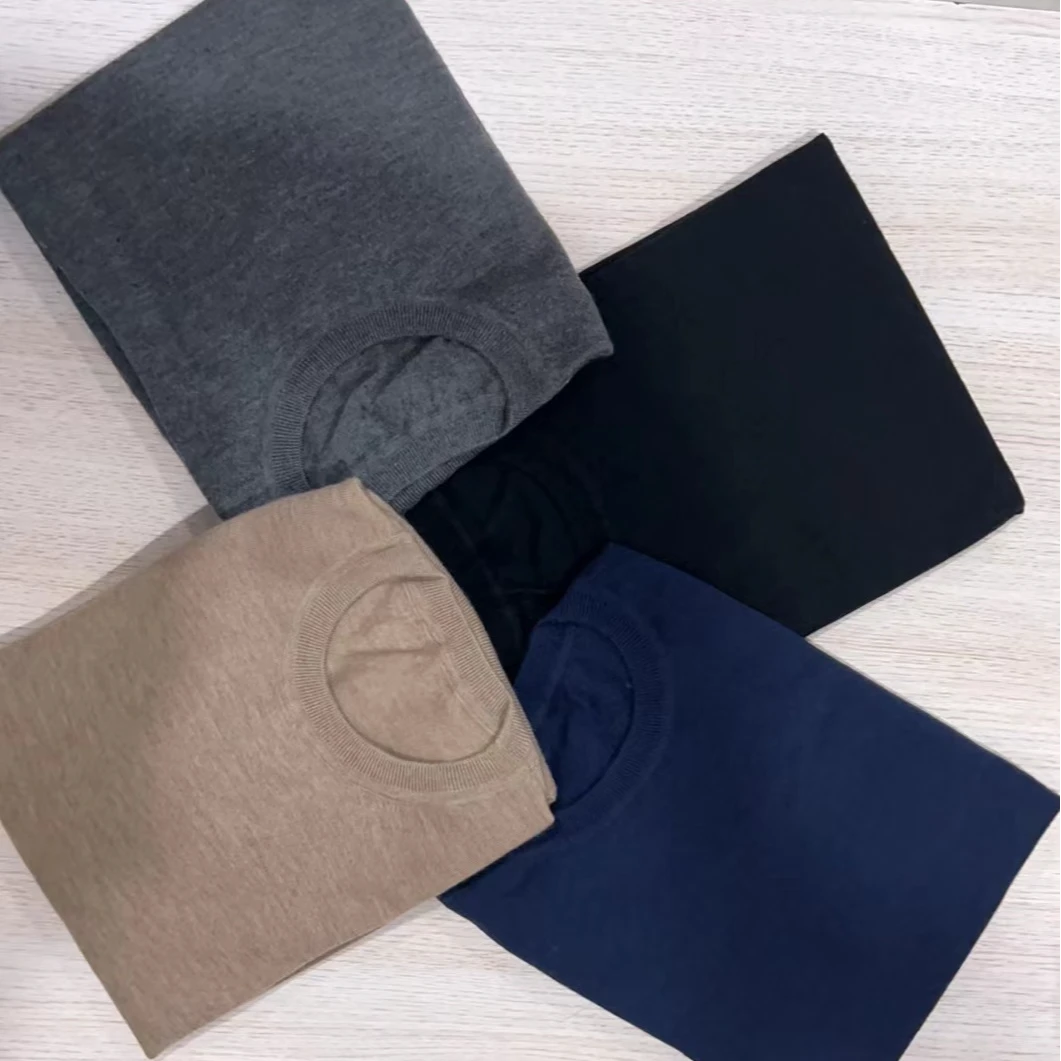 精纺薄款100纯山羊绒衫男士圆领套头针织打底衫23E038