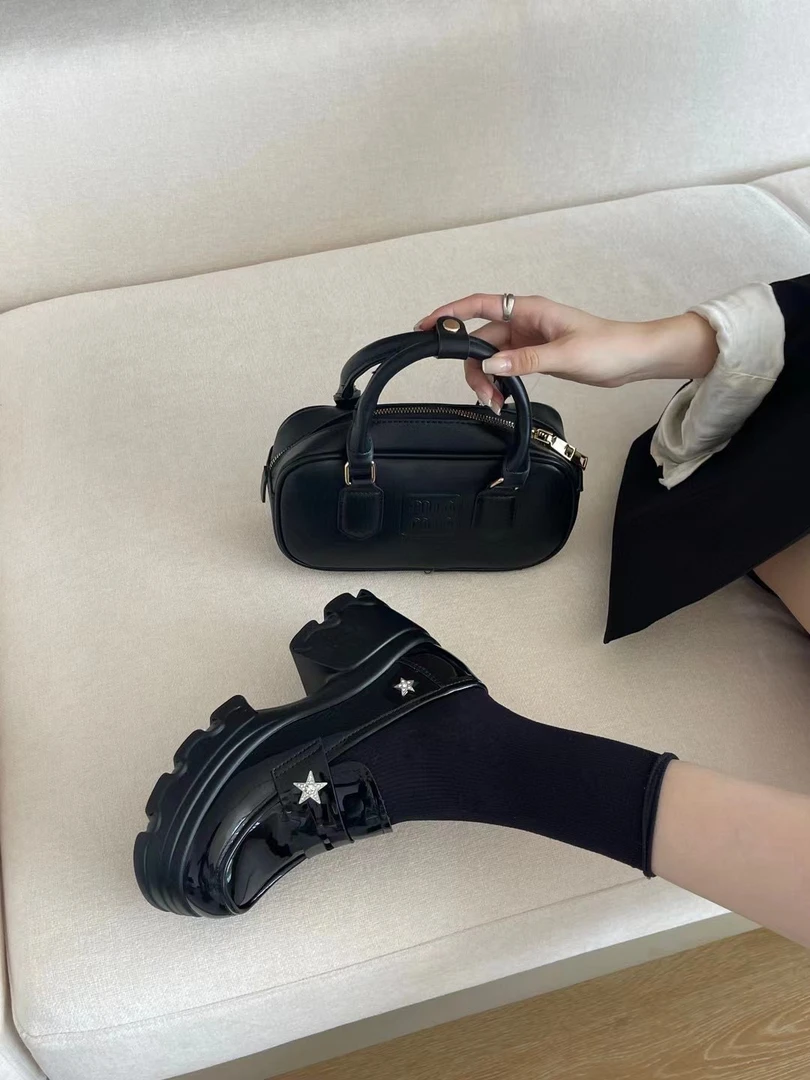 2024秋季新款真皮百搭厚底玛丽珍小个子轻便乐福鞋小皮鞋